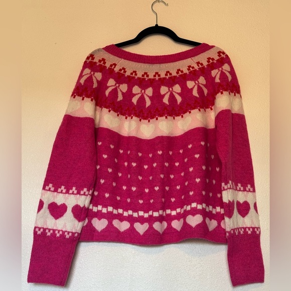 ๐ Pink Cece Hearts and bows cardigan sweater size Large ๐ - Picture 3 of 8